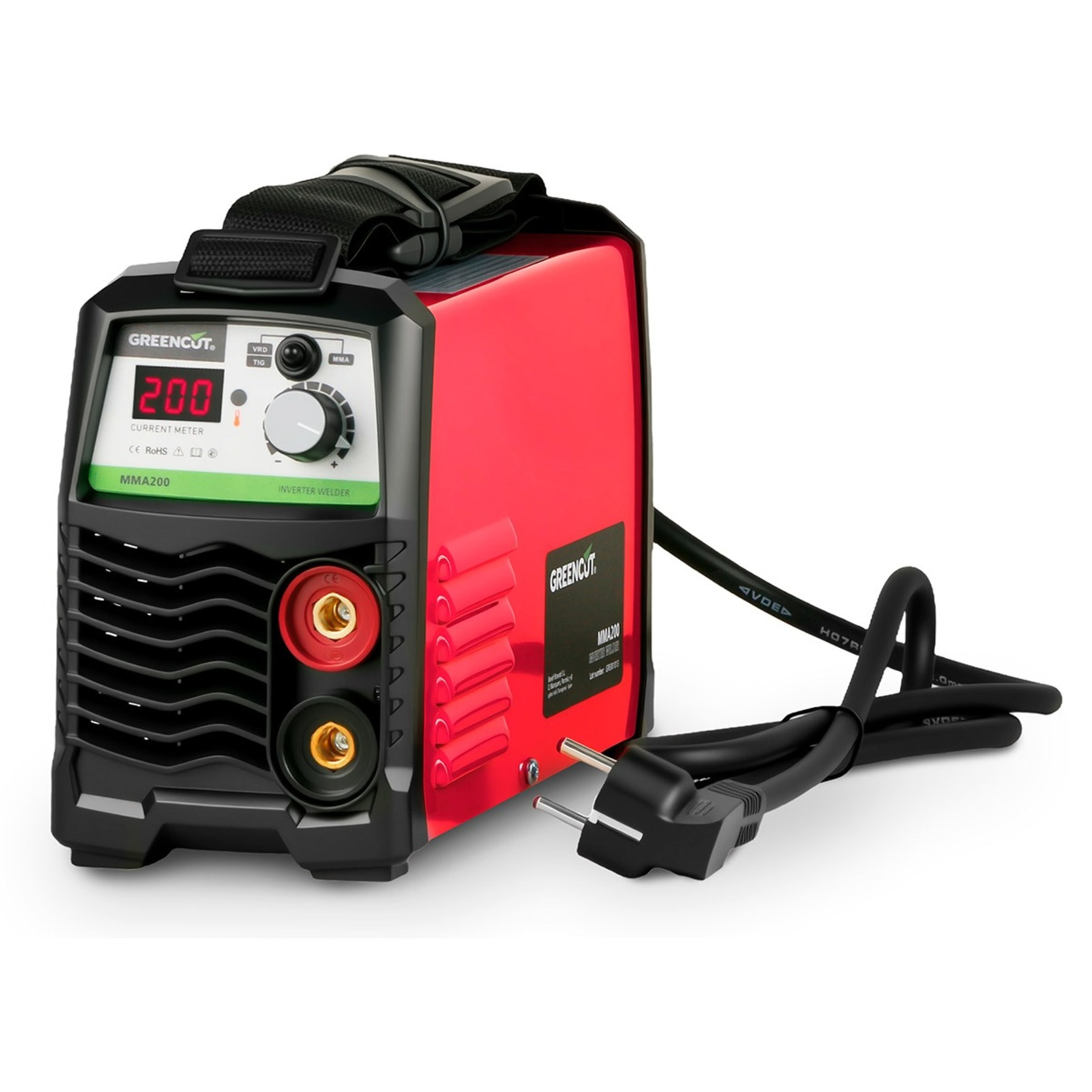 Soldador Inverter DC MMA 220-240V iGBT turboventilado pantalla LCD -GREENCUT