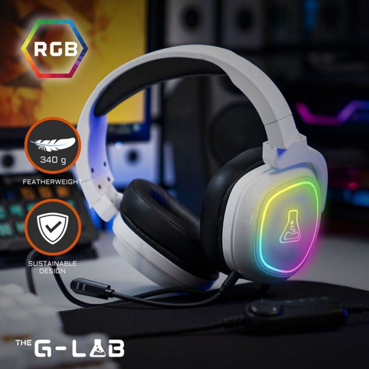 Casque gamer THE G-LAB KORP RADIUM BLANC