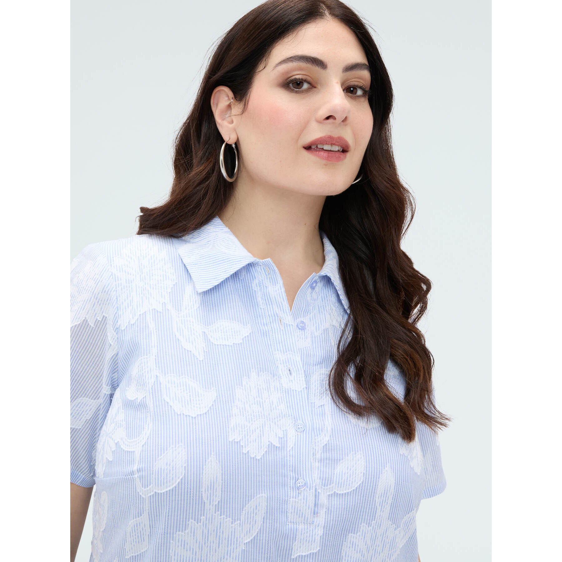 Fiorella Rubino - Vestido largo camisero en algodón jacquard - Azul
