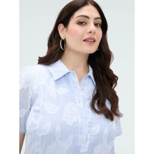 Fiorella Rubino - Vestido largo camisero en algodón jacquard - Azul