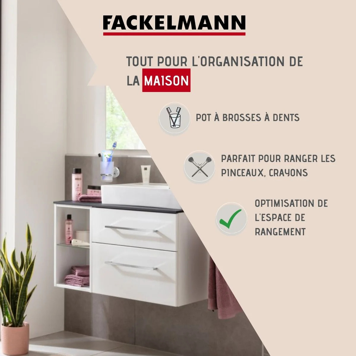 Porte brosse à dents en verre et chromé Fackelmann Vision