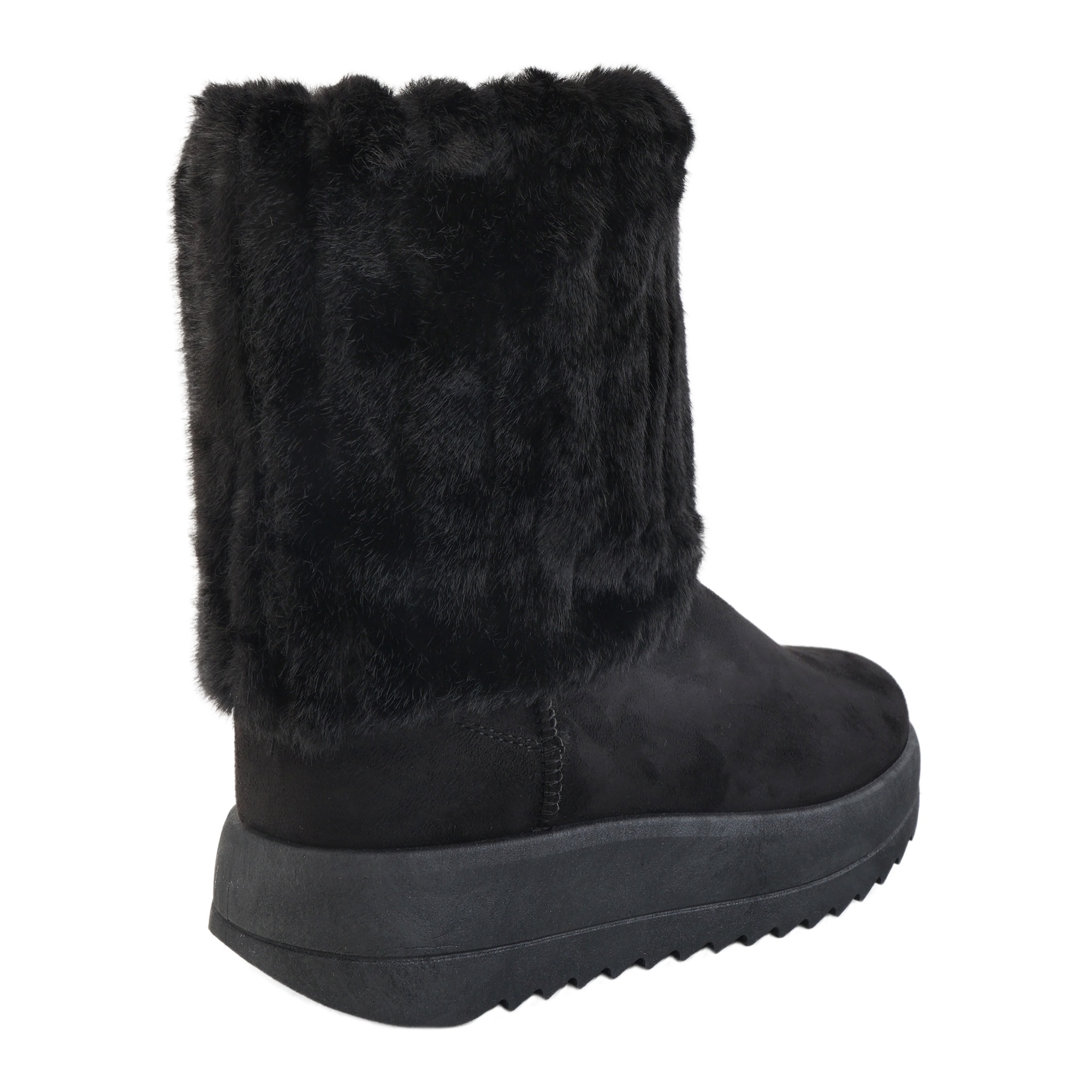 Stivaletti in simil camoscio imbottiti platform con pellicciotto