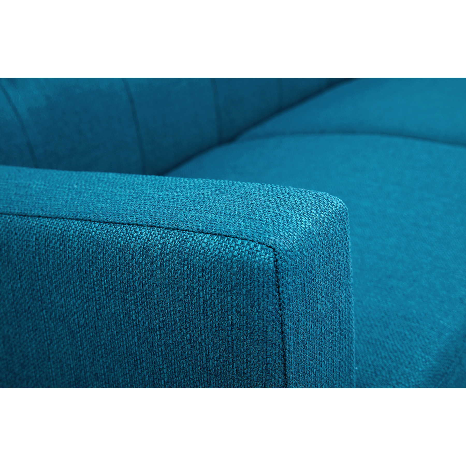 Canapé scandinave 2 places en tissu bleu canard et bois clair MOON