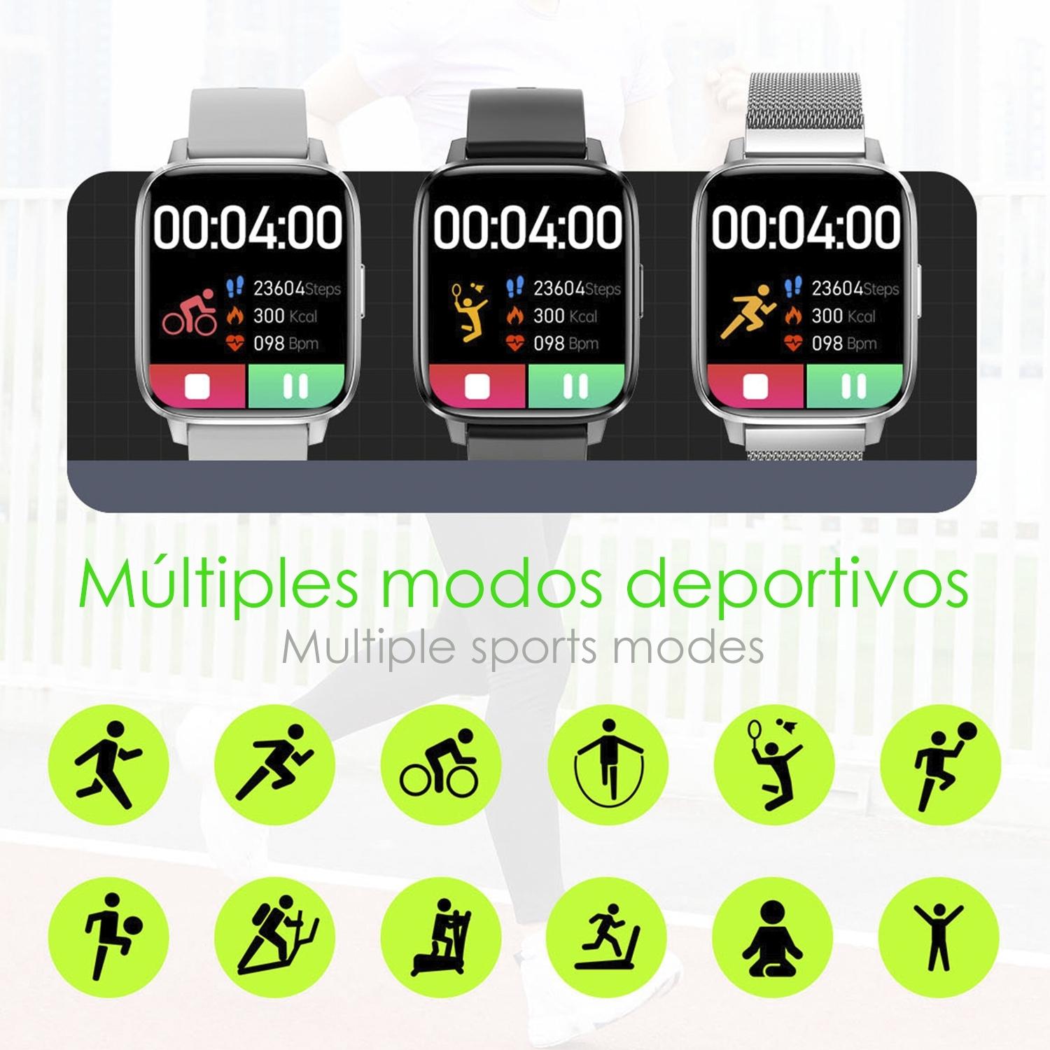 DAM Smartwatch DTX MAX con múltiples modos deportivos, acceso asistente voz, Widgets. Monitor de oxígeno en sangre y cardiaco.