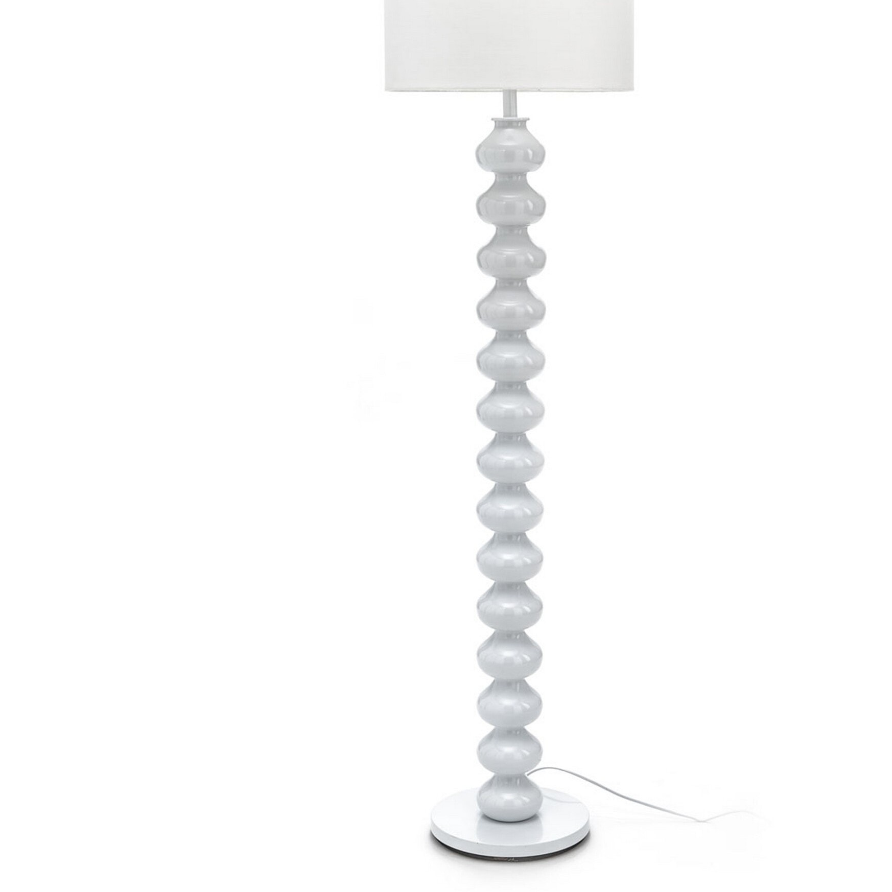 Lampadaire Tomasucci VANITY, en coton et acier, blanc, 45 × 45 × 170 cm