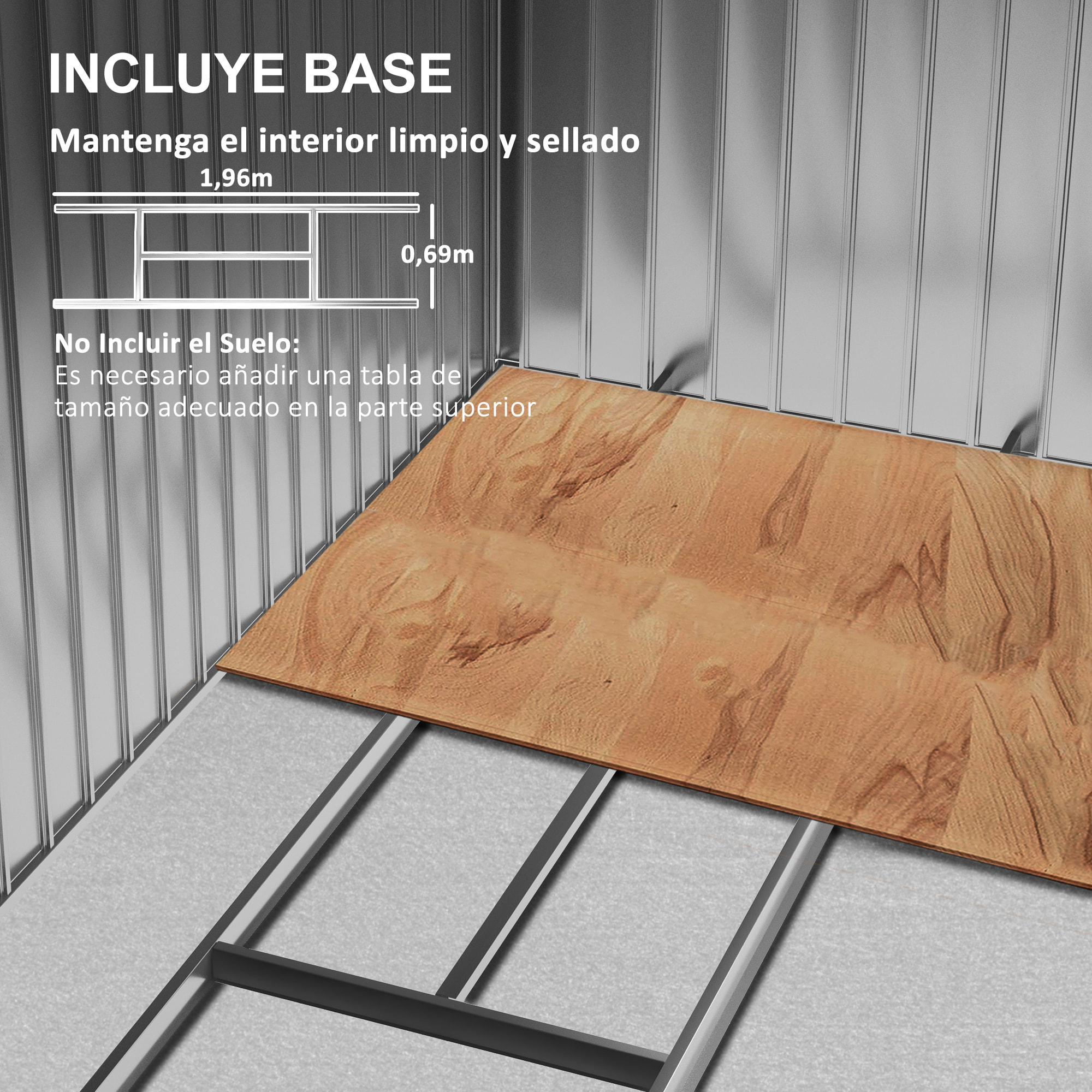 Cobertizo de Jardín 2,5m² con Base de Refuerzo Sin Suelo 213x130x185 cm Caseta de Jardín Exterior con 2 Puertas Correderas y 4 Ventanas para Almacenamiento de Herramientas Blanco