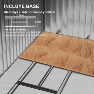 Cobertizo de Jardín 2,5m² con Base de Refuerzo Sin Suelo 213x130x185 cm Caseta de Jardín Exterior con 2 Puertas Correderas y 4 Ventanas para Almacenamiento de Herramientas Blanco