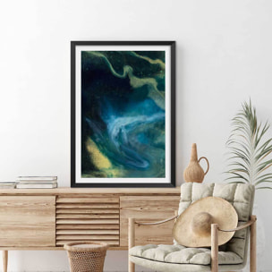 Poster bleu constellation Affiche + cadre en bois - Noir