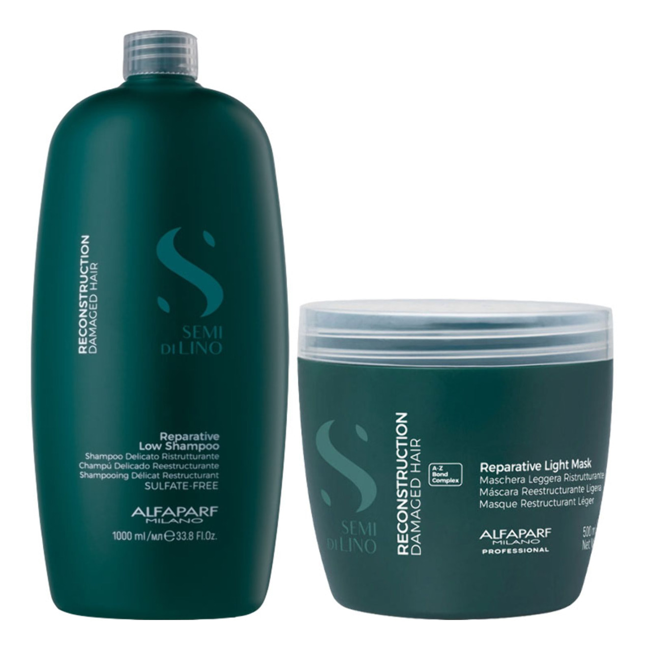 ALFAPARF MILANO Kit Semi Di Lino Reparative Shampoo 1000ml +  Light Mask 500ml