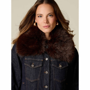 Oltre - Giubbotto in denim con collo peloso - Blu
