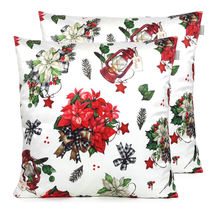 Lot de 2 housses de coussin en velour de Noël RIBBON 60x60 cm