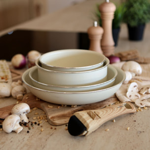 Batterie de cuisine 5 pièces en aluminium recyclé crème