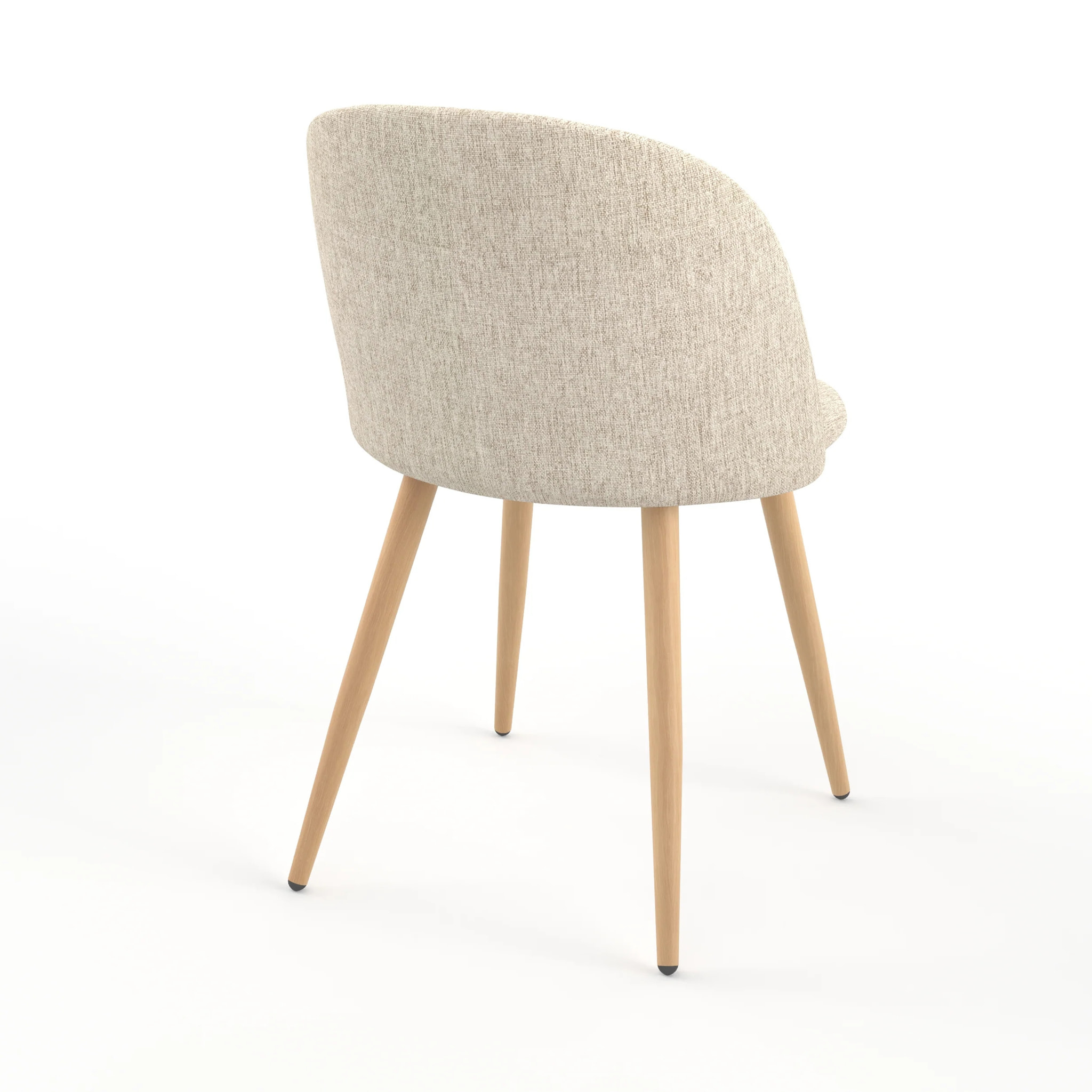 Lot de 2 chaises en tissu greige et pieds en métal imitation bois - Cozy