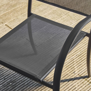 Lot de 2 fauteuils de jardin MILENA en aluminium et textilene anthracite. 62 x 55 x 84 cm