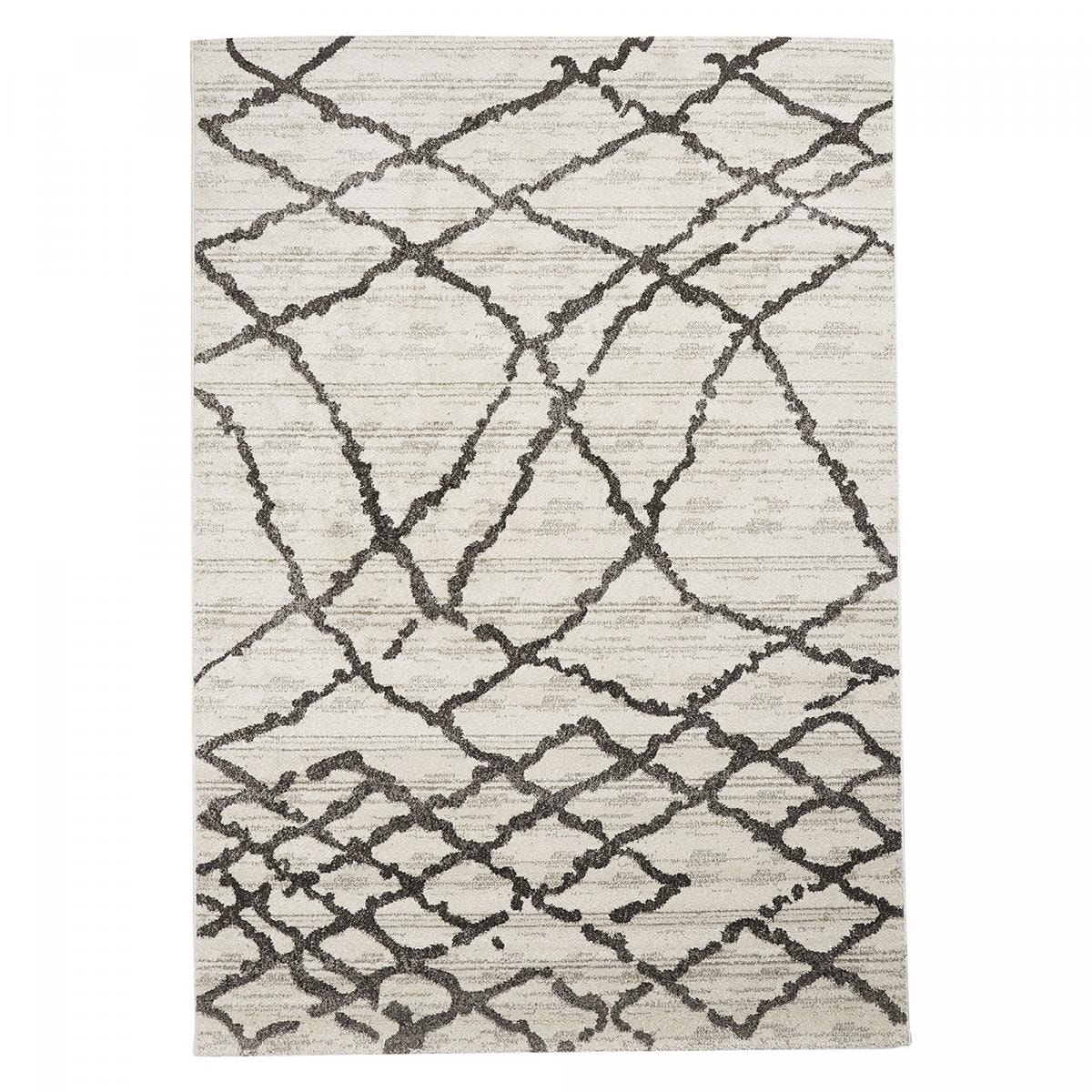 Tapis Bapo motif traditionnel Berbère, beige et noir