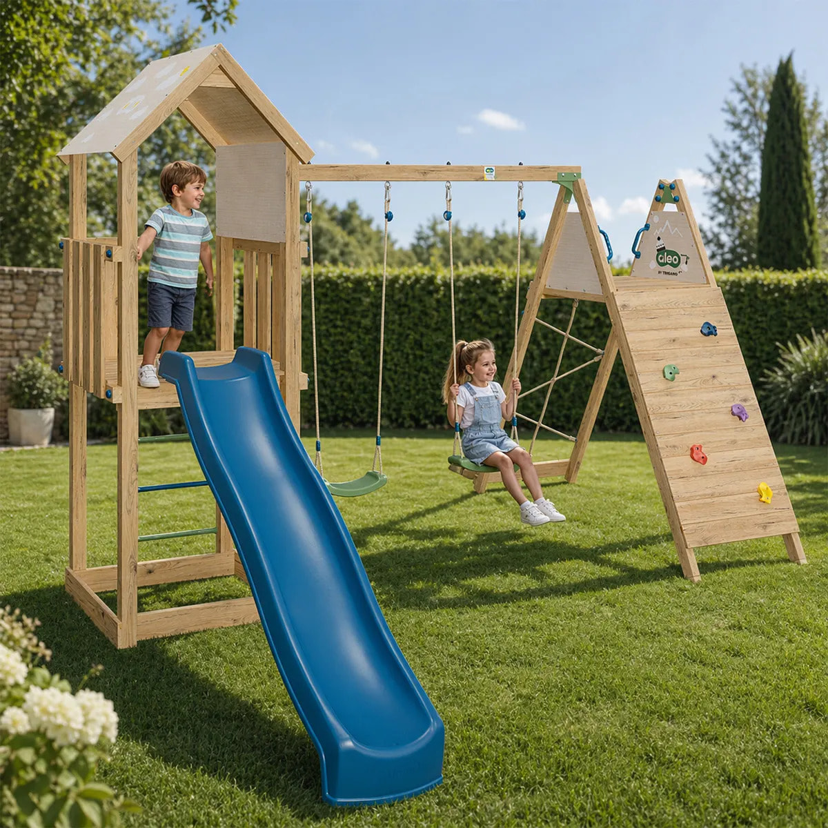 Aire de jeux bois 2,20 m OLYMPIA XPERIENCE 2 - 9 enfants