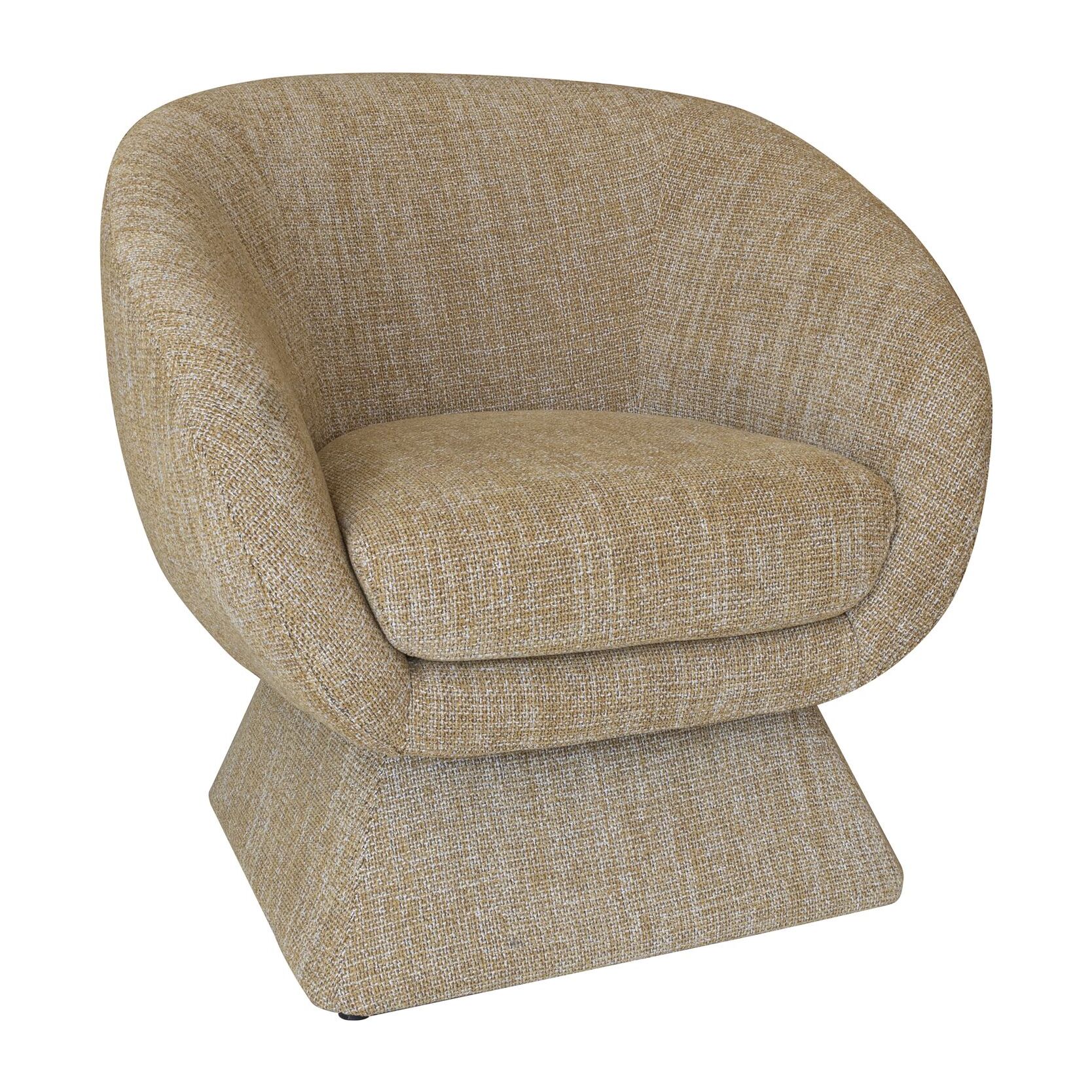 Fauteuil pivotant en tissu tweed ocre chiné SIXTIES