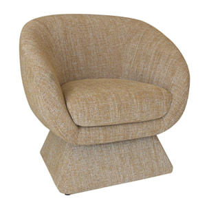 Fauteuil pivotant en tissu tweed ocre chiné SIXTIES