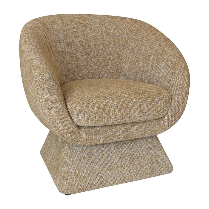 Fauteuil pivotant en tissu tweed ocre chiné SIXTIES