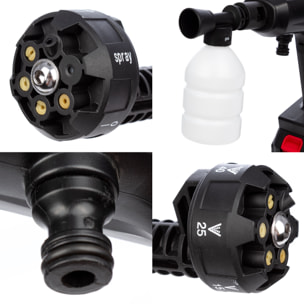 Pistola per lavaggio ad alta pressione con batterie rimovibili da 13000 mAh e 3 adattatori di lavaggio diversi. 180W e 10 bar di pressione.