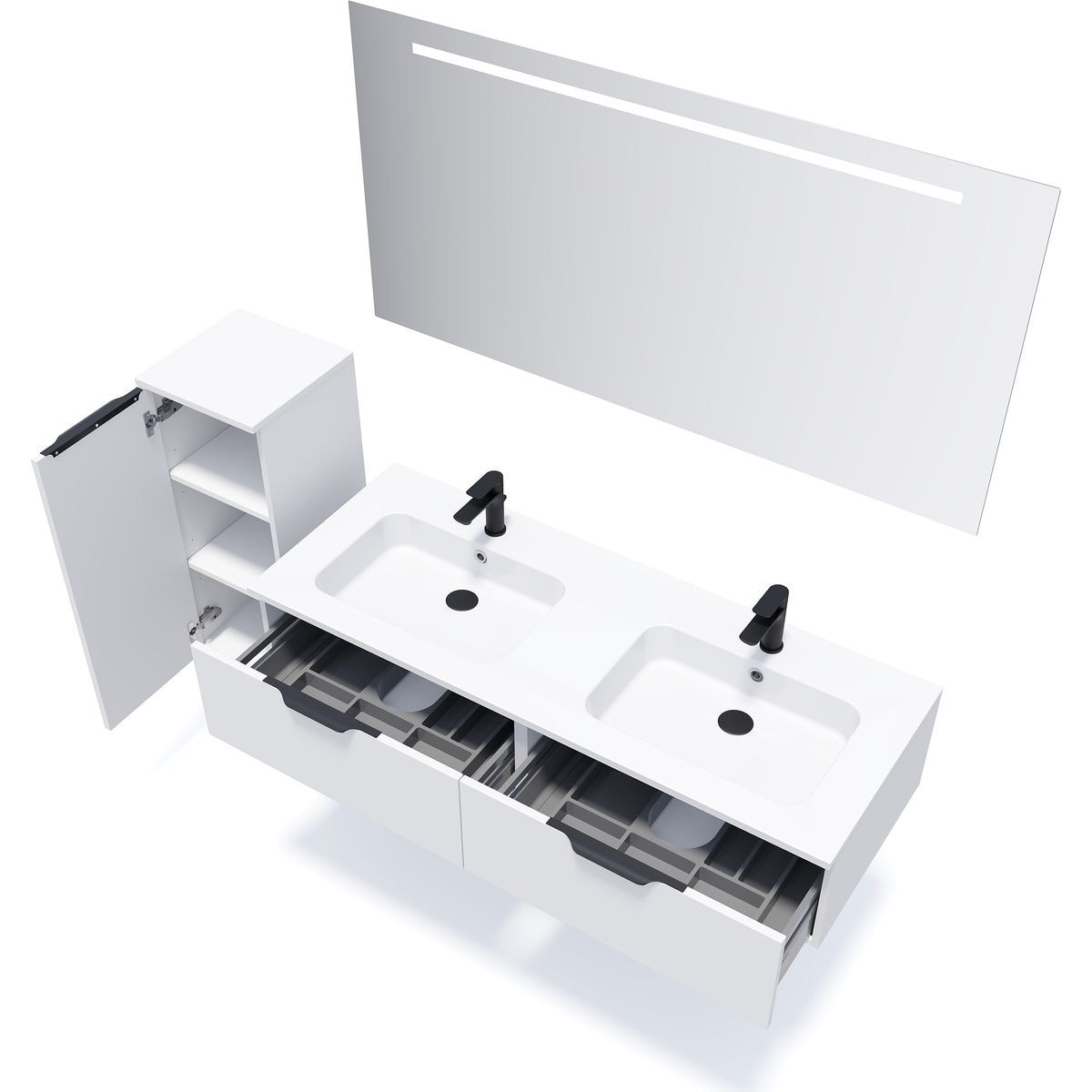 Meuble salle de bain double vasque 2 tiroirs - SOHO
