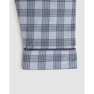 Pigiama lungo a camicia in cotone a quadri seren indaco