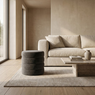 Pouf Contenitore Rotondo in Velluto con Coperchio, Seduta Imbottita con Vano Contenitore Salvaspazio dallo Stile Elegante per Soggiorno, Camera da Letto e Ingresso