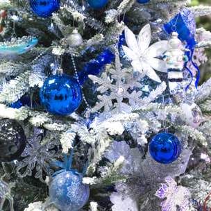 set de 100 bolas de navidad color azul pet con diferentes diseños y acabados