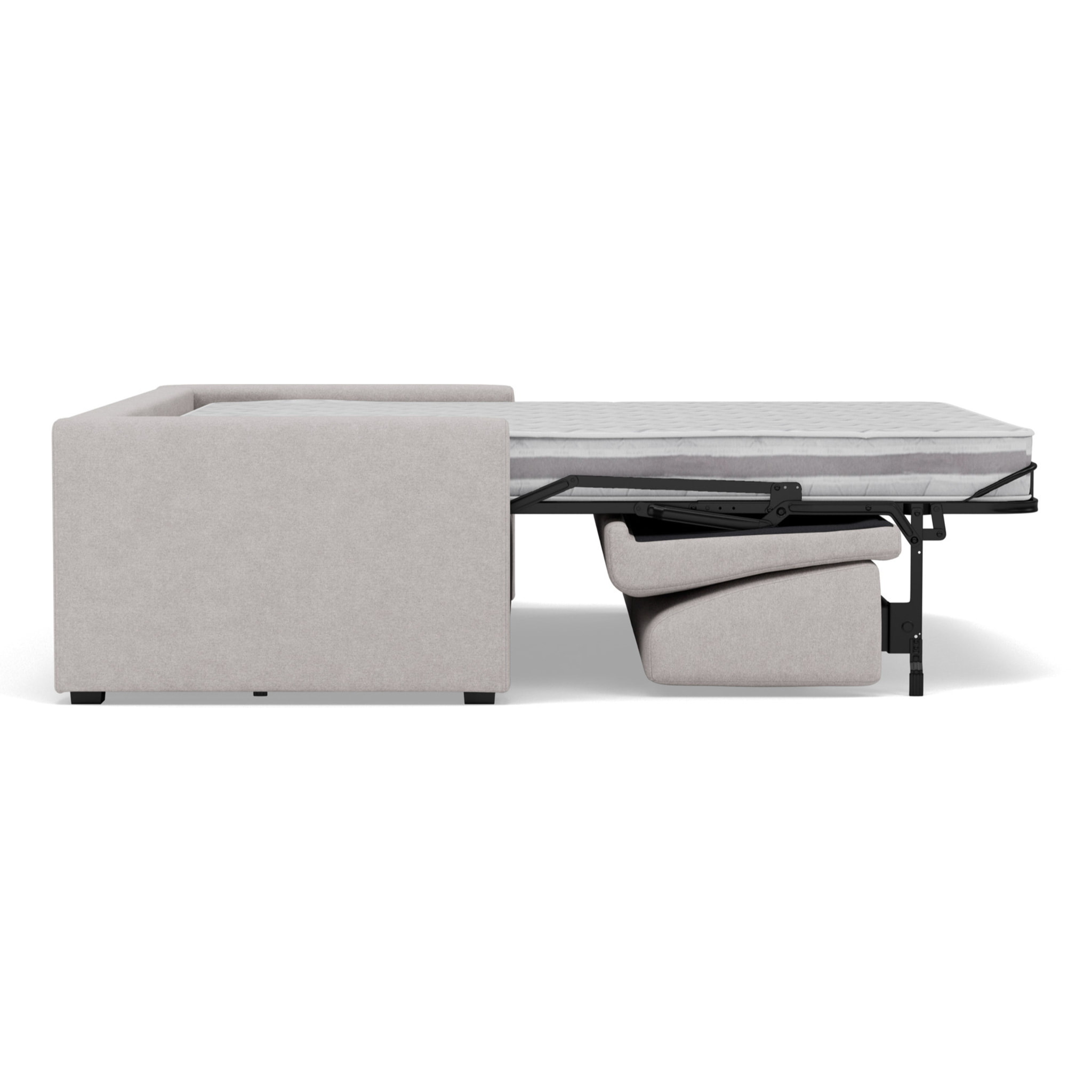 Julia - canapé 3 places convertible couchage quotidien matelas 18 cm en tissu - Gris clair