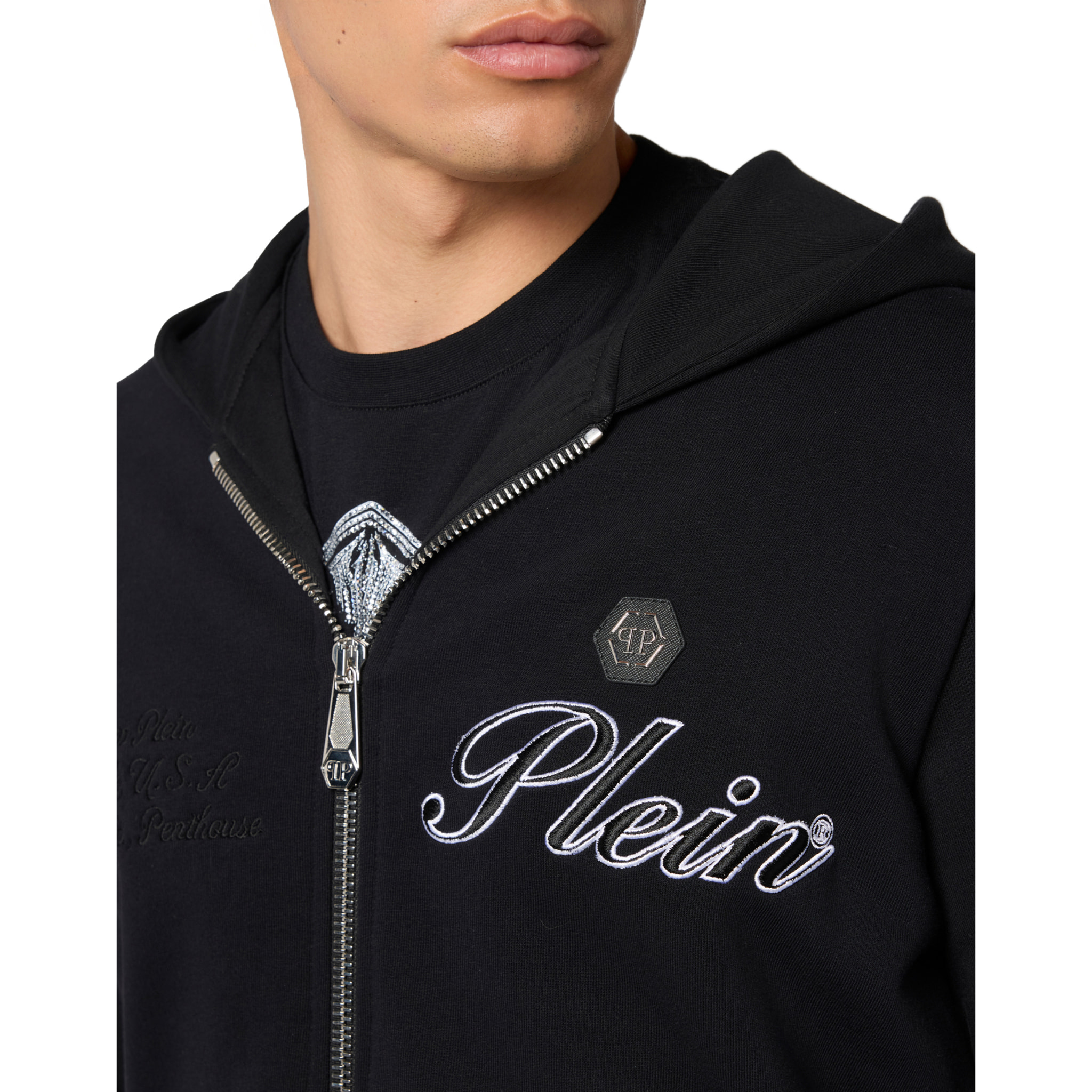 PHILIPP PLEIN Zip Hoodie Signature Embroidery