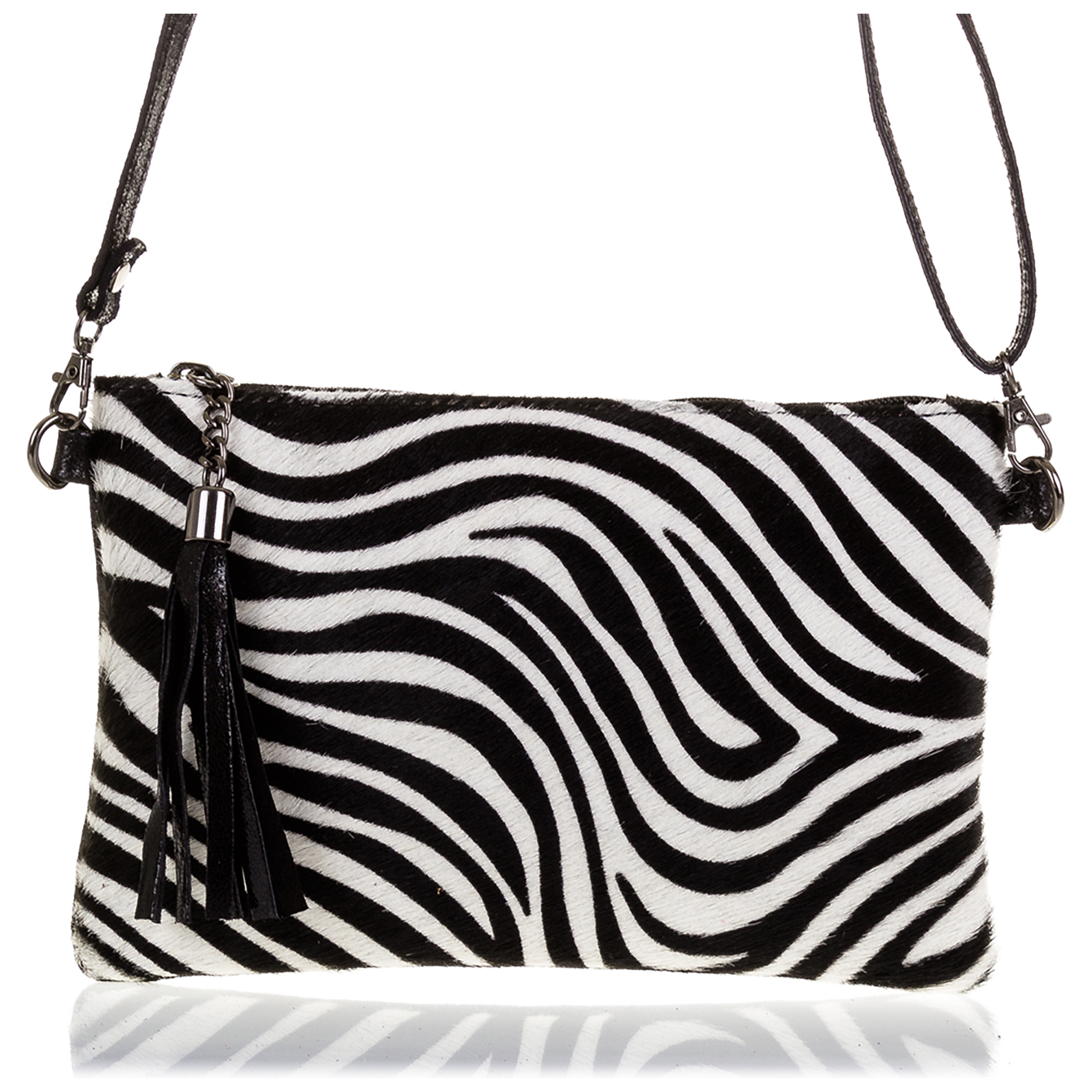 Marcon Borsa a mano Donna.Pelle autentica Cavallino Zebra Camoscio Lavato a Pietra
