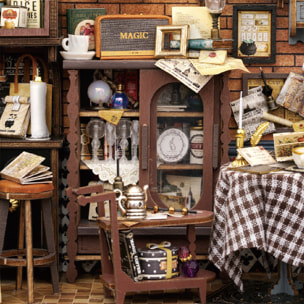 Cafetería Antigua. Maqueta 3D realista con gran detalle con cubierta antipolvo y luces led.