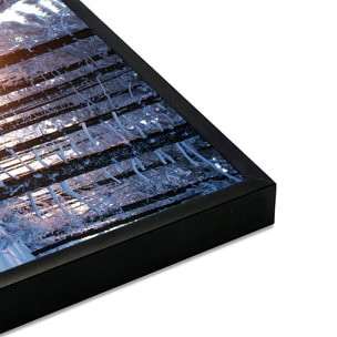 Affiche encadrée forêt enneigée au lever du soleil Affiche + cadre en métal - Noir