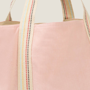 Bolsa grande algodón tejido Gem color rosa