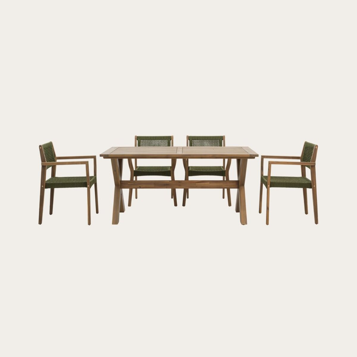 Ensemble de table et chaises de jardin Jade-tina -bois massif d'acacia-couleur naturel 160 x 75 x 90 cm