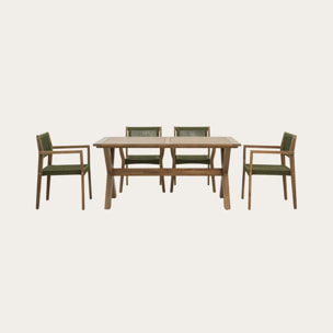 Ensemble de table et chaises de jardin Jade-tina -bois massif d'acacia-couleur naturel 160 x 75 x 90 cm