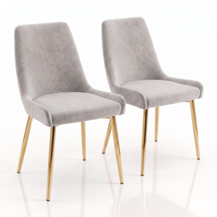Sedia Imbottita in Effetto Velluto con Gambe Oro, Design Moderno ed Elegante per Sala da Pranzo, Cucina, Soggiorno, Studio e Ufficio