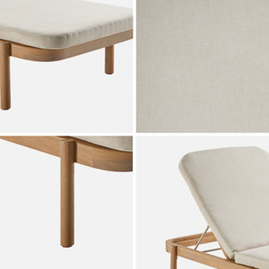 Lot de 2 bains de soleil PUNTA CANA en bois d'acacia. inclinable. déhoussable. coussin beige en polyester
