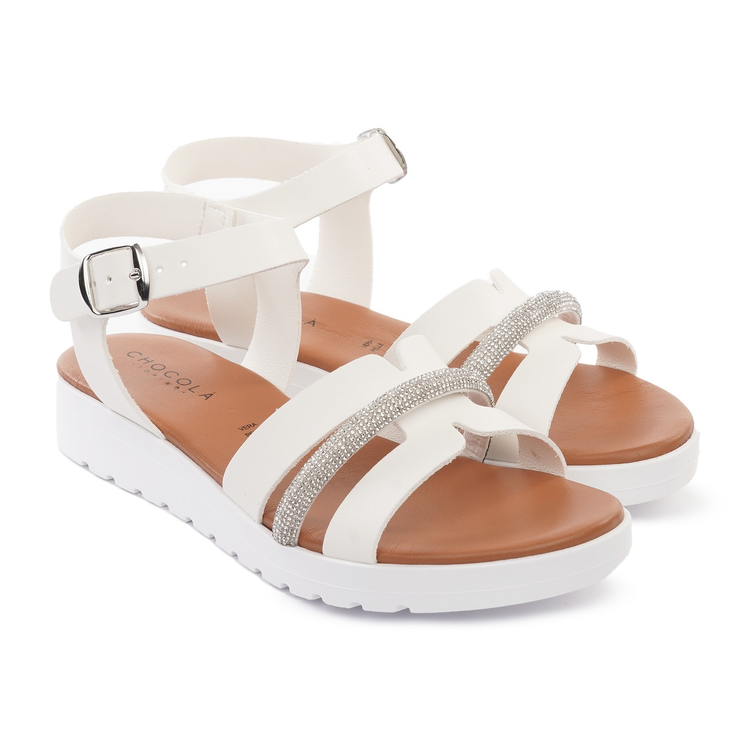 SANDALO ZEPPA H BRILLANTINI BIANCO