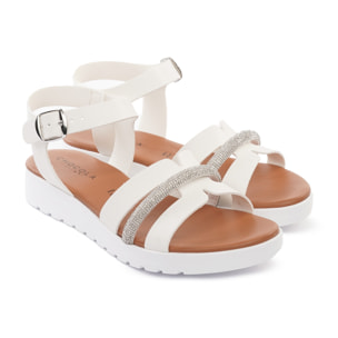 SANDALO ZEPPA H BRILLANTINI BIANCO