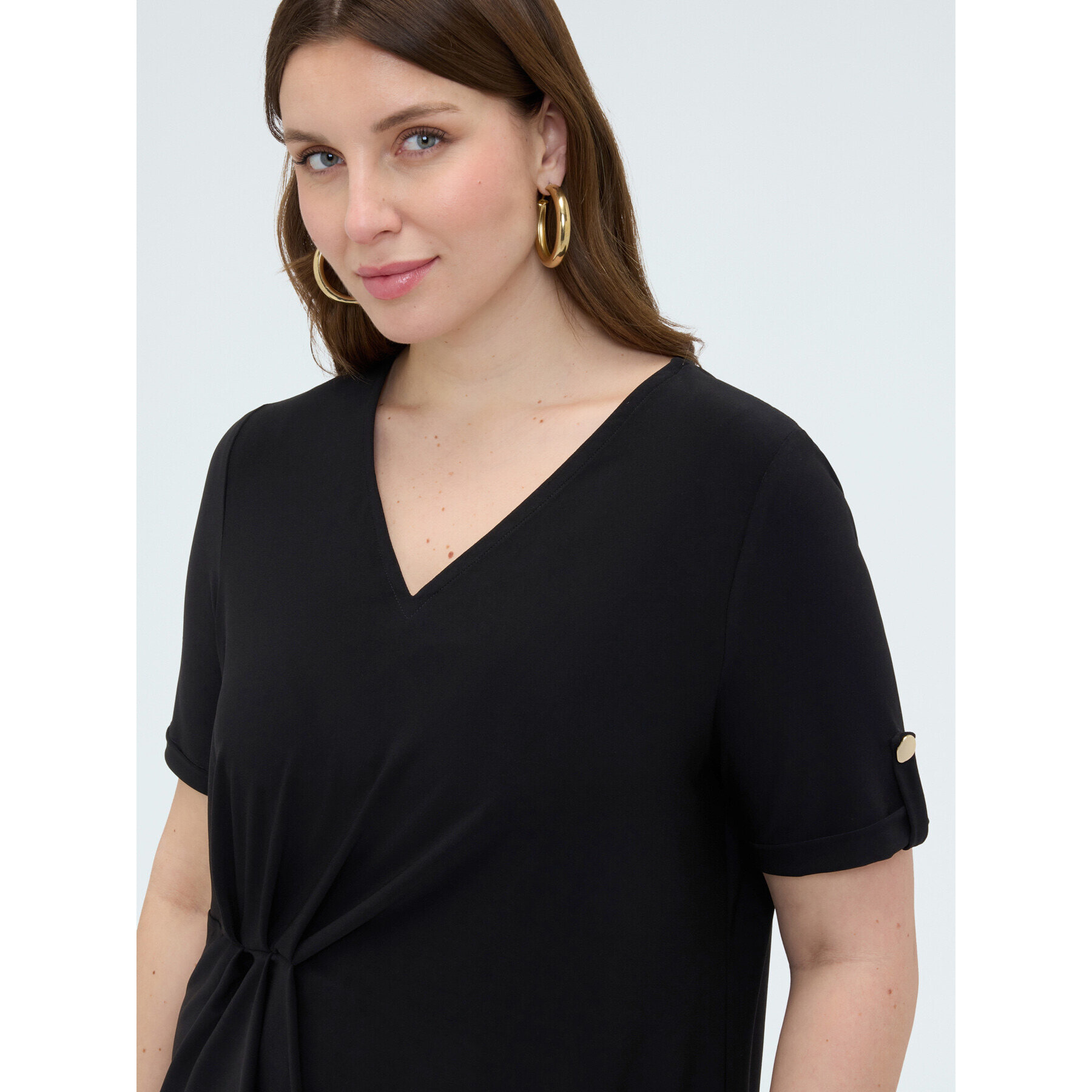 Fiorella Rubino - Camiseta de jersey con drapeado - Negro