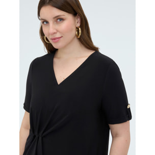 Fiorella Rubino - Camiseta de jersey con drapeado - Negro
