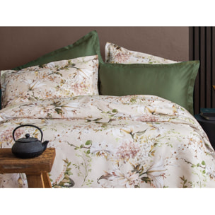 Parure housse de couette et taies oreiller 100% Satin de Coton imprimé