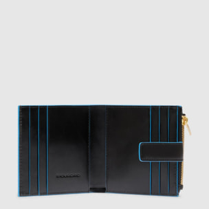 Piquadro Portacarte di credito in pelle con portamonete, schermato con protezione RFID