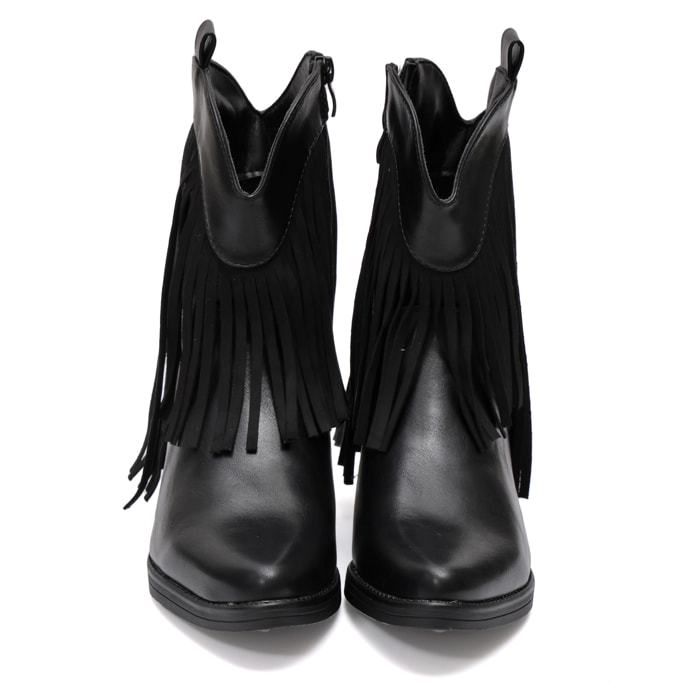 Stivaletto in simil pelle con frangia