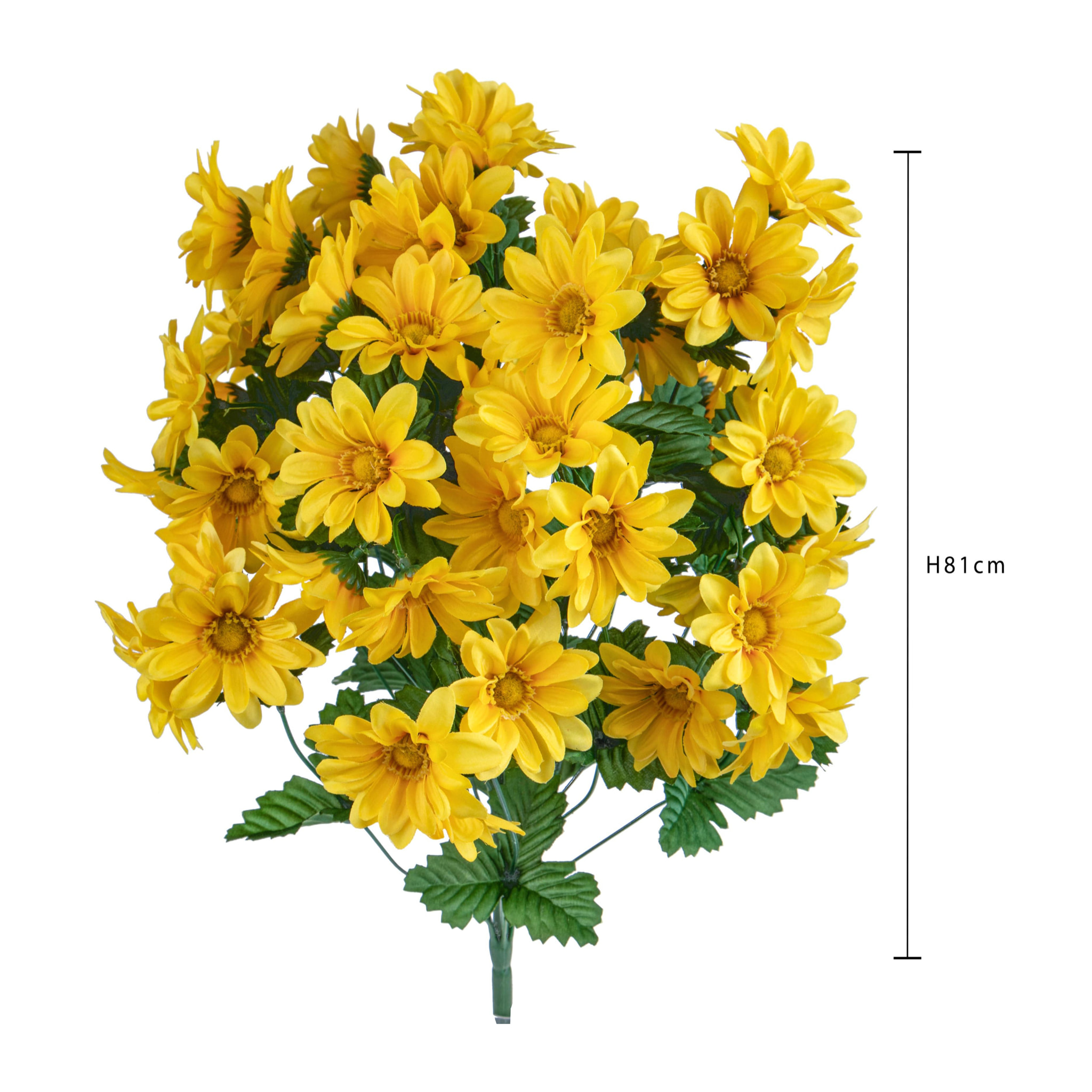 Mazzo Di 18 Margherite. Altezza 61 Cm - Pezzi 3 - 12X81X13cm - Colore: Giallo - Bianchi Dino - Margherita,Fiordaliso E Papavero