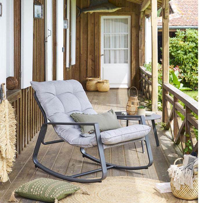 Fauteuil à bascule de jardin "Felinio" gris