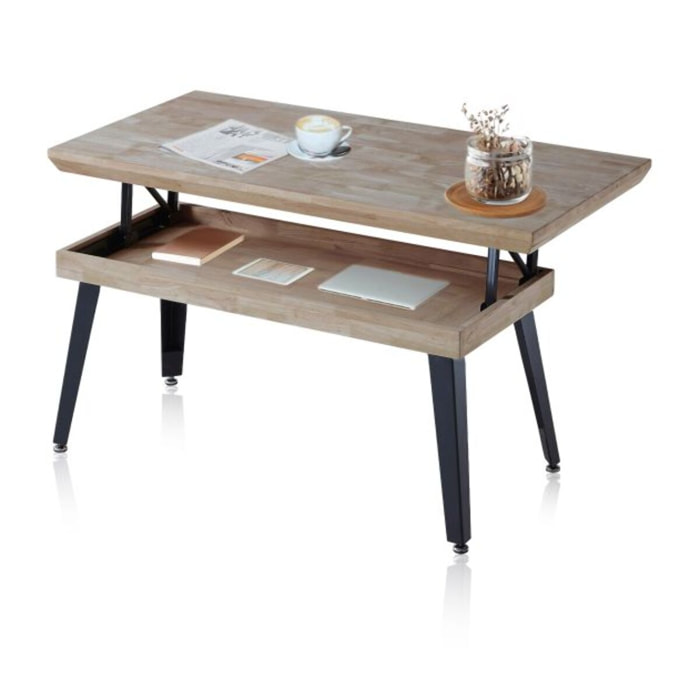 Mesa de centro elevable Berg Roble Honey - Negro