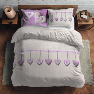 Parure copripiumino cuore appeso lilla