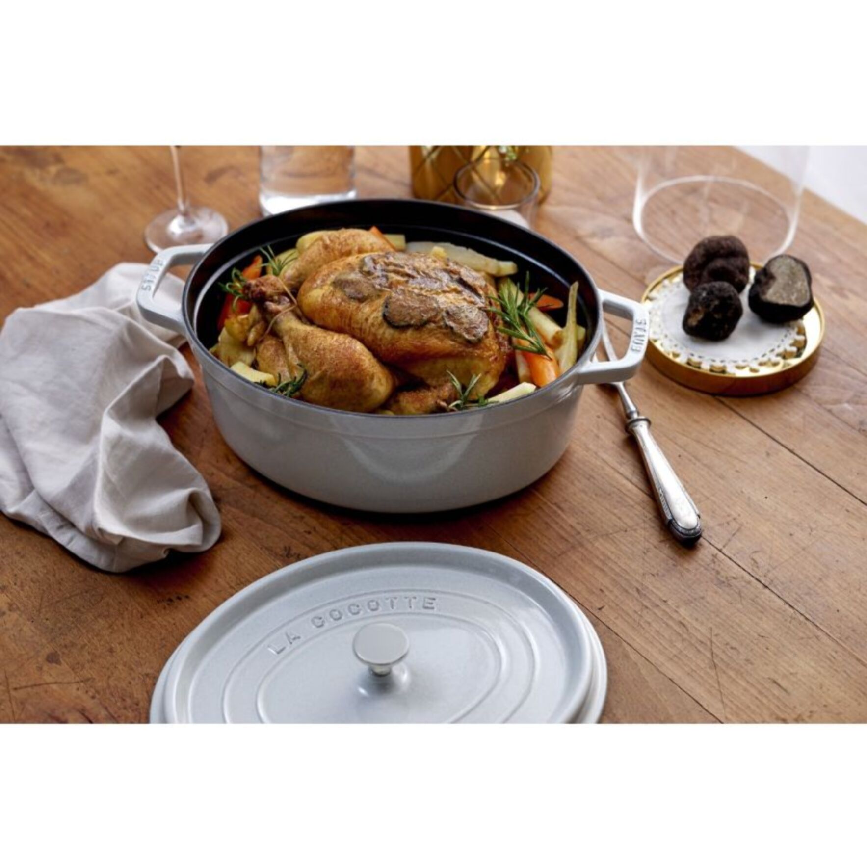 Cocotte STAUB 33 cm Truffe blanche fonte